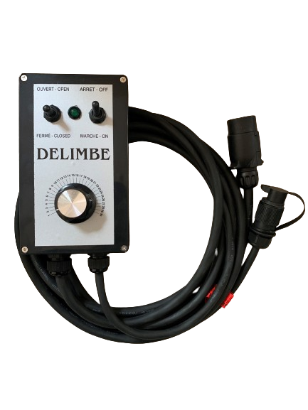 Boitier de commande de réglage largeur pour distributeur anti-limace T24/T28, spécial déchaumeur et semoir à engrais.