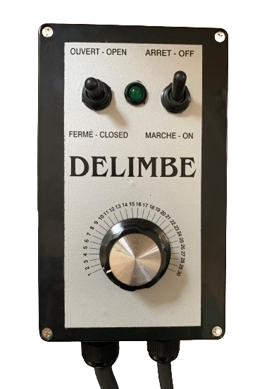 Caja de control de ajuste de anchura para distribuidor antibabosas T24/T28, especial para cultivadores de rastrojos y sembradoras de abono.