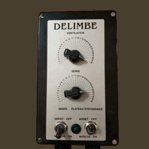 Boitier de commande double réglage pour saleuse route T11. Régulation du débit de la vis et de la largeur de travail.